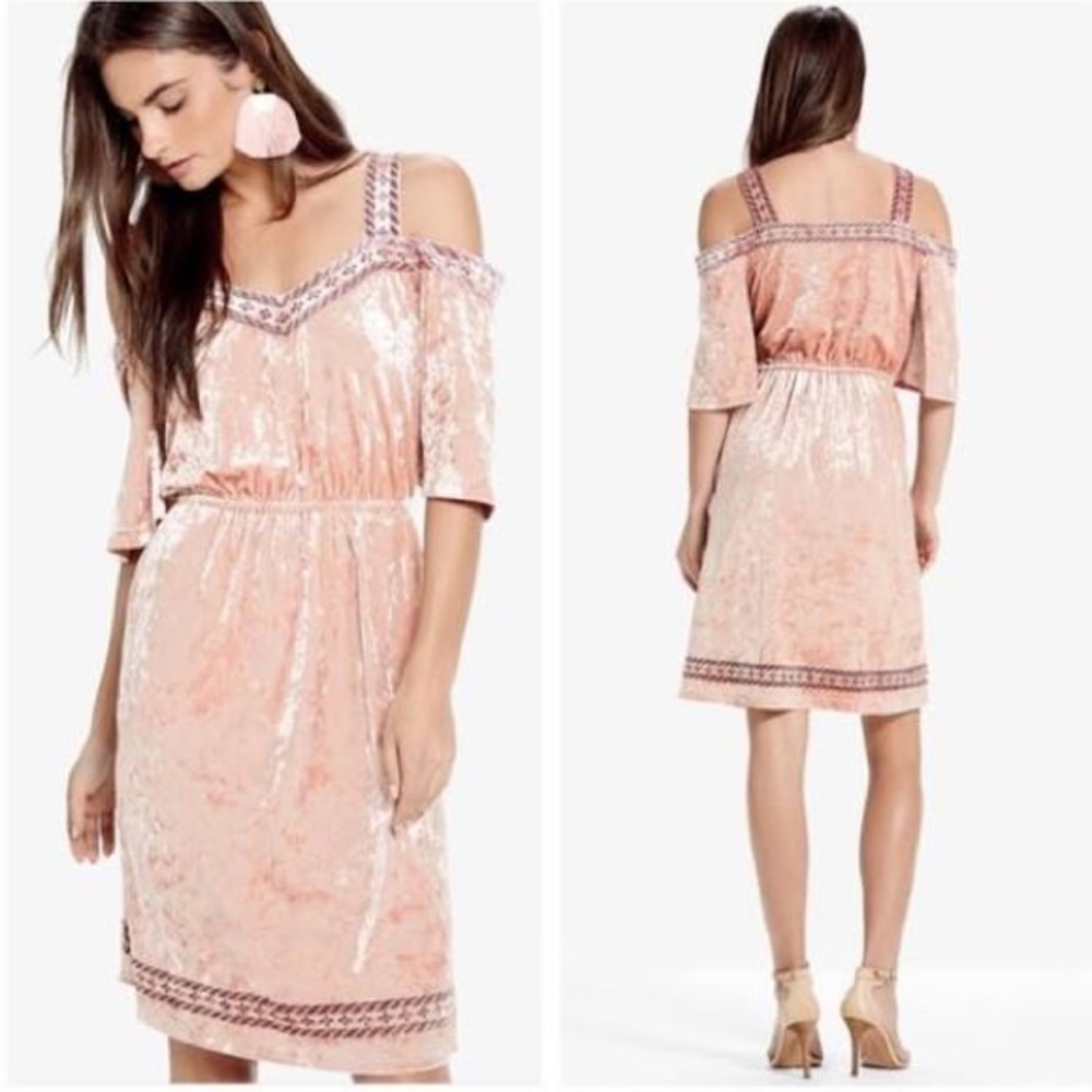 Lucky Brand Crushed Velvet Cold Shoulder Dress